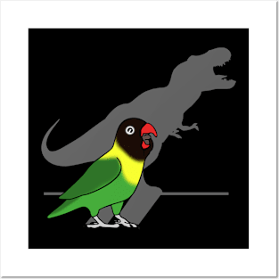 T-Rex Shadow Black Masked Green Lovebird Posters and Art